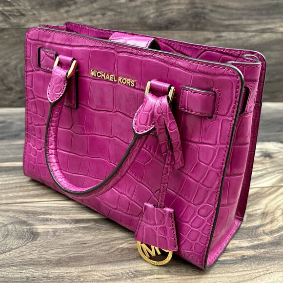 NWOT Michael Kors Croc Embossed Dillon Leather Handbag Satchel NO LONGER STRAP - Picture 8 of 13